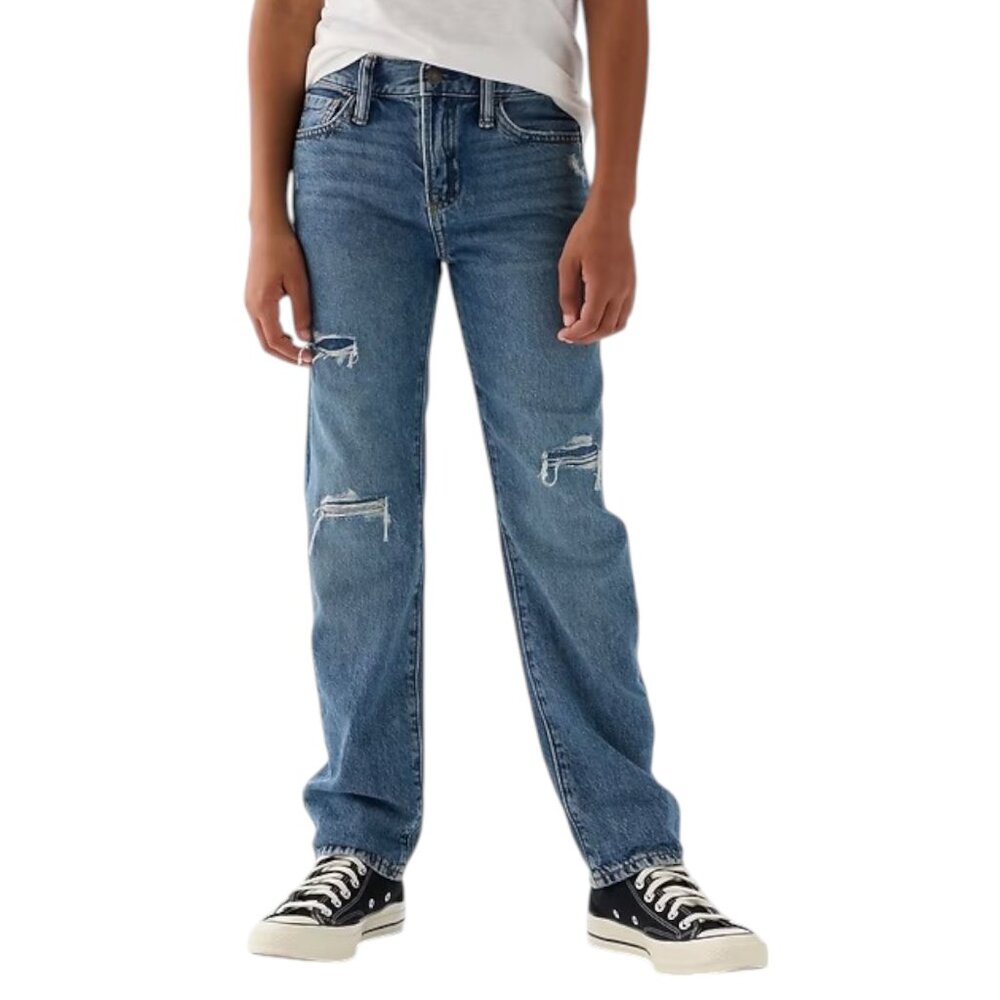 GAP Boys Rip & Repair Original Straight Jeans Size: Husky 8 Medium Wash NWOT